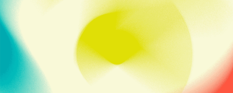 Yellow, blue and red abstract shapes on a cream background